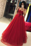 Chic Spaghetti A Line Bow Beaded Tulle Long Burgundy Prom Dress MP336