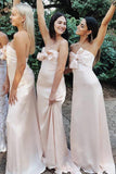 pearl pink sweetheart sheath bridesmaid dresses with bowknot