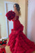 burgundy prom dress sweetheart mermaid layered formal gown