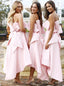 Pink Strapless High Low Bridesmaid Dresses with Bowknot PB118