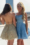 Spaghetti-straps Lace Party Dresses Backless Homecoming Dresses GM205