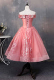 off shoulder appliques short prom dresses princess sweet 16 dress