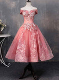 off shoulder appliques short prom dresses princess sweet 16 dress