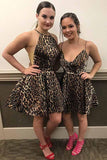 A-line Wild Leopard Print Short Prom Dresses Homecoming Dress GM103