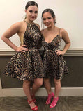 A-line Wild Leopard Print Short Prom Dresses Homecoming Dress GM103