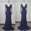 navy blue lace mermaid mother of the bride dress elegant long sleeves party dress wm107