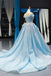 off the shoulder light blue prom dress 3d appliques quinceanera gown