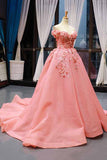 Off-the-Shoulder Prom Dress 3D Floral Appliques Quinceanera Gown MP273