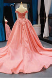 Off-the-Shoulder Prom Dress 3D Floral Appliques Quinceanera Gown MP273