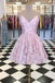 charming pink short prom dresses a line v neck homecoming dress