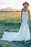 gorgeous ivory mermaid sweetheart rustic lace wedding dresses