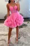 Sparkly A Line Corset Bodice Tulle Short Homecoming Dresses, Sweet 16 Dress GM674