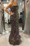 Sparkly Straps Sequined Black Prom Dress Long Mermaid Formal Dress GP241