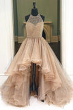 Halter Backless Sparkly Prom Dresses, High-Low Sweet 16 Dresses GP206