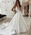 strapless satin simple wedding dress a line v neck brial dress