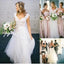 cap sleeves a line v neck tulle wedding dresses with lace appliques