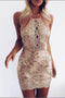 Sheath Sequins Mini Party Dress, Halter Bodycon Homecoming Dress GM457