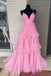 glitter black tulle tiered prom dresses long graduation gown with slit