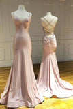 Simple Spaghetti Straps Mermaid Pink Long Prom Dress, Long Formal Gown GP805
