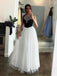 unique black white tulle halter long prom dress a line party dress