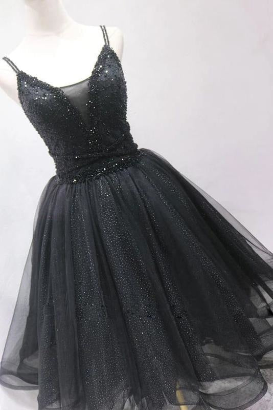 beading black tulle homecoming dress charming short prom dress