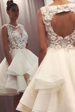 ivory appliques keyhole back homecoming dress with two layers dress