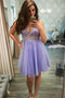 Charming Beaded Short Lilac Tulle Homecoming Dress, Short Prom Dress GM510